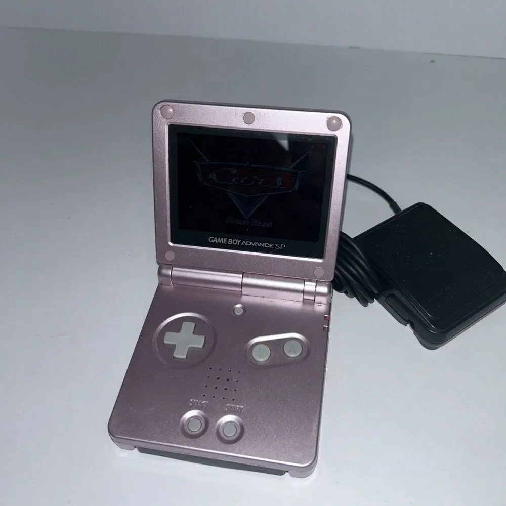 Nintendo Game Boy Advance SP Pearl Pink AGS-101 Backlit Console Bundle